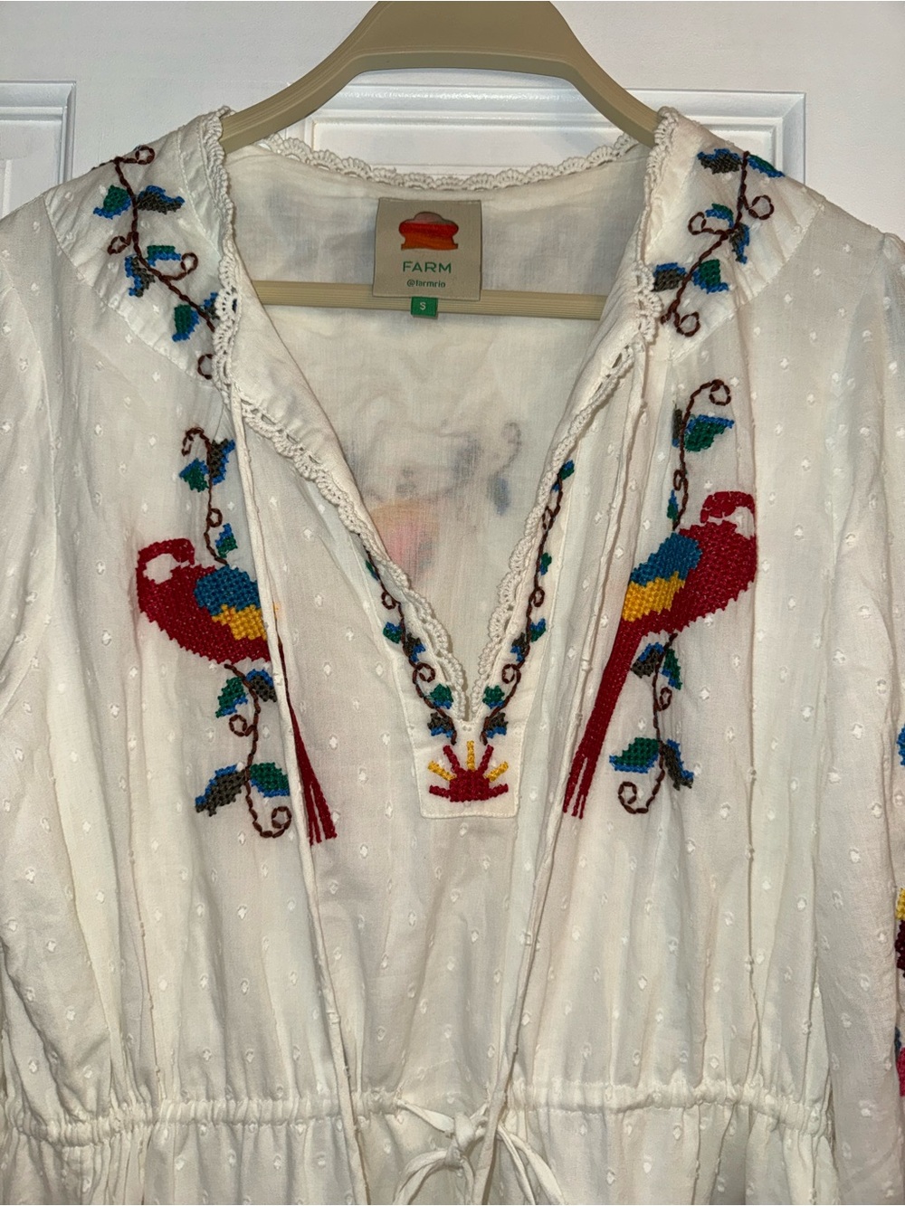 Farm Rio Macaw Cross Stitch Dress size Small - Picture 2 of 6
